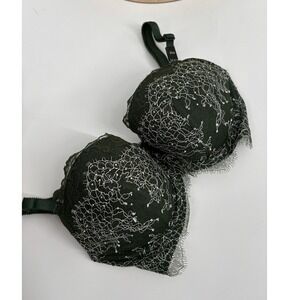 Victoria's Secret Dream Angels Green Lace Bejeweled Push Up Bra 32DD